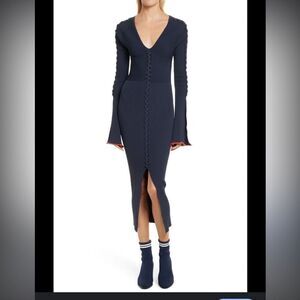 Opening Ceremony Criss Cross Ribbed-knit Midi Dress